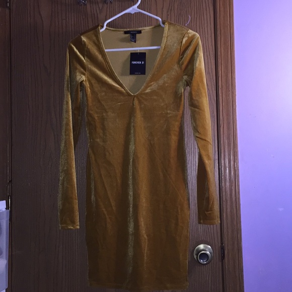 Forever 21 Dresses & Skirts - Velvet mustard colored dress